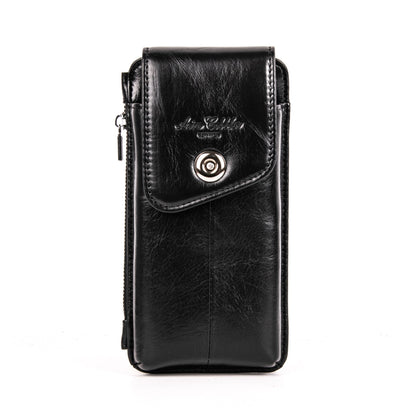 Men's Leather Zipper Hidden Mobile Hanging Genuine Phone Bags