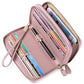 Women's Layer Cowhide Double Zip Clutch Trendy Ladies Wallets