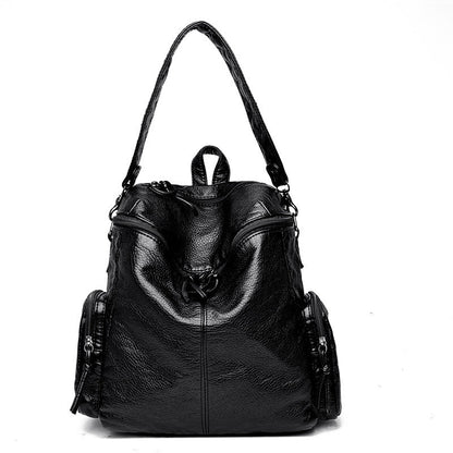 Women's High-grade Rivet Washed Leather Solid Color Crossbody Bags