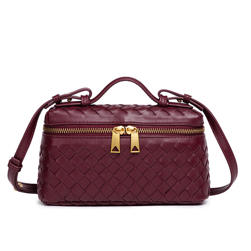 Popular Lunch Box Hand-woven Zipper Trendy Shoulder Bags