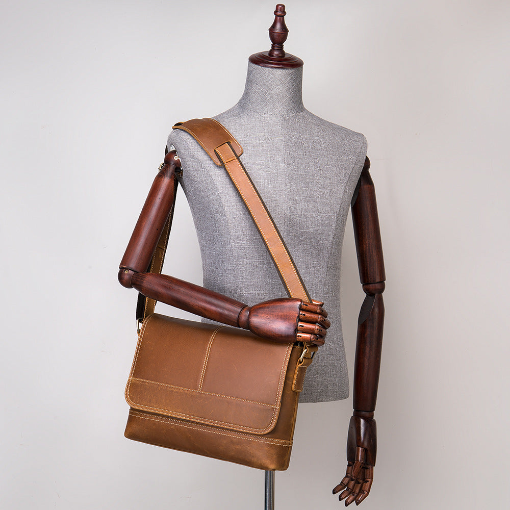 Men's Genuine Leather Retro Cowhide Large Capacity Men's Shoulder Bags