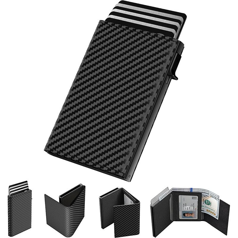 Men's Pop-up Aluminum Box Shield Large Capacity Men's Wallets