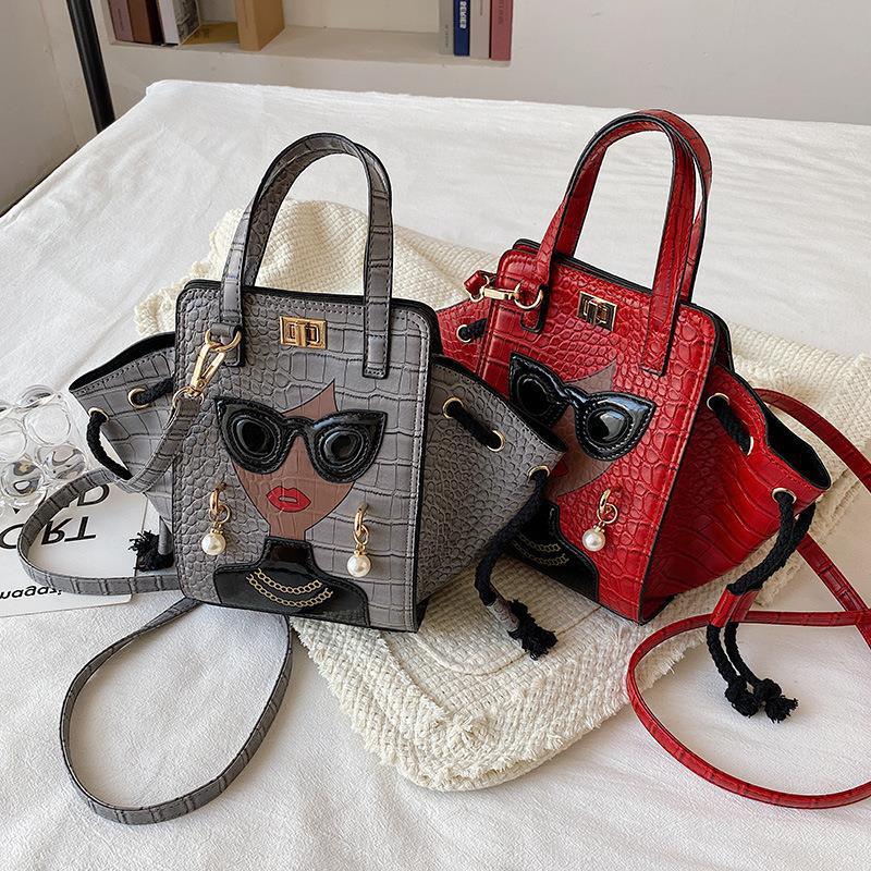 Women's Glasses Retro Stone Pattern Pearl Rivets Handbags