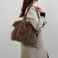 Women's Plush High-grade Fashion Pleated Imitation Fox Fur Shoulder Bags