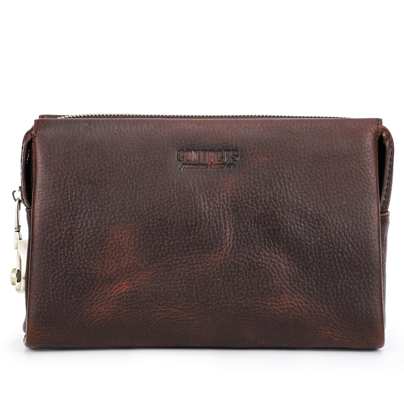 Men's Black Angel First Layer Cattlehide Leather Men's Handbags