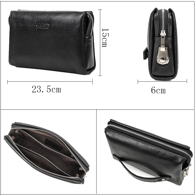 Men's Black Angel First Layer Cattlehide Leather Men's Handbags