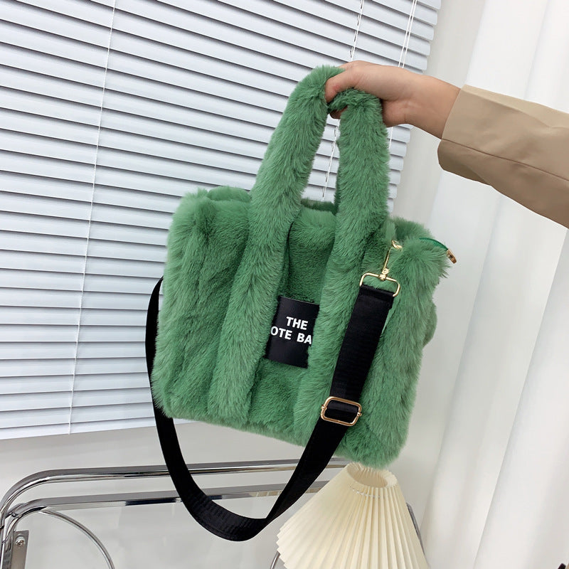 Women's Faux Fur Plush Shopping Commuter Bags