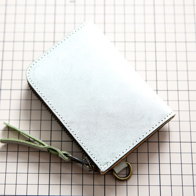 Men's Tanned Leather Cowhide Genuine Short Zipper Men's Wallets