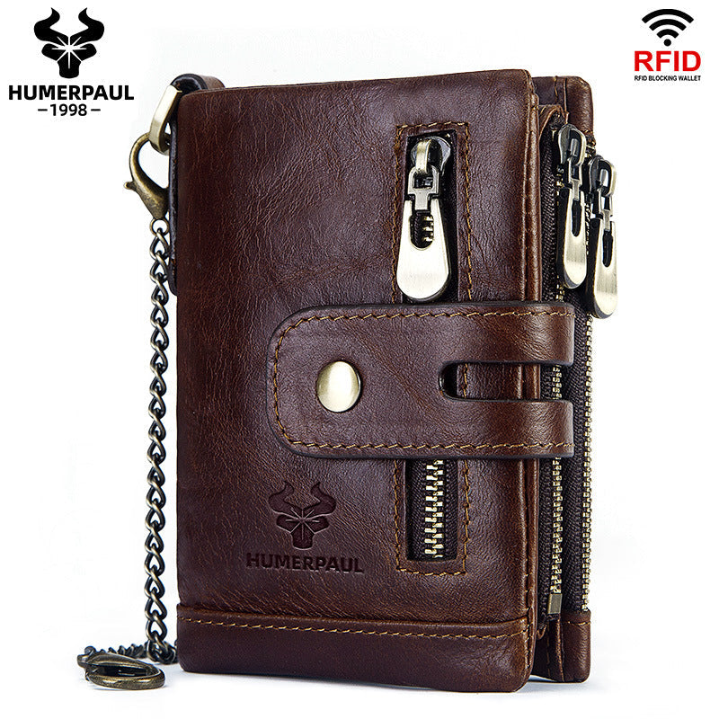 Men's Paul First Layer Cowhide Multiple Slots Genuine Leather Men's Wallets