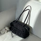Niche Nylon Drawstring Large Capacity Pleated Shoulder Bags