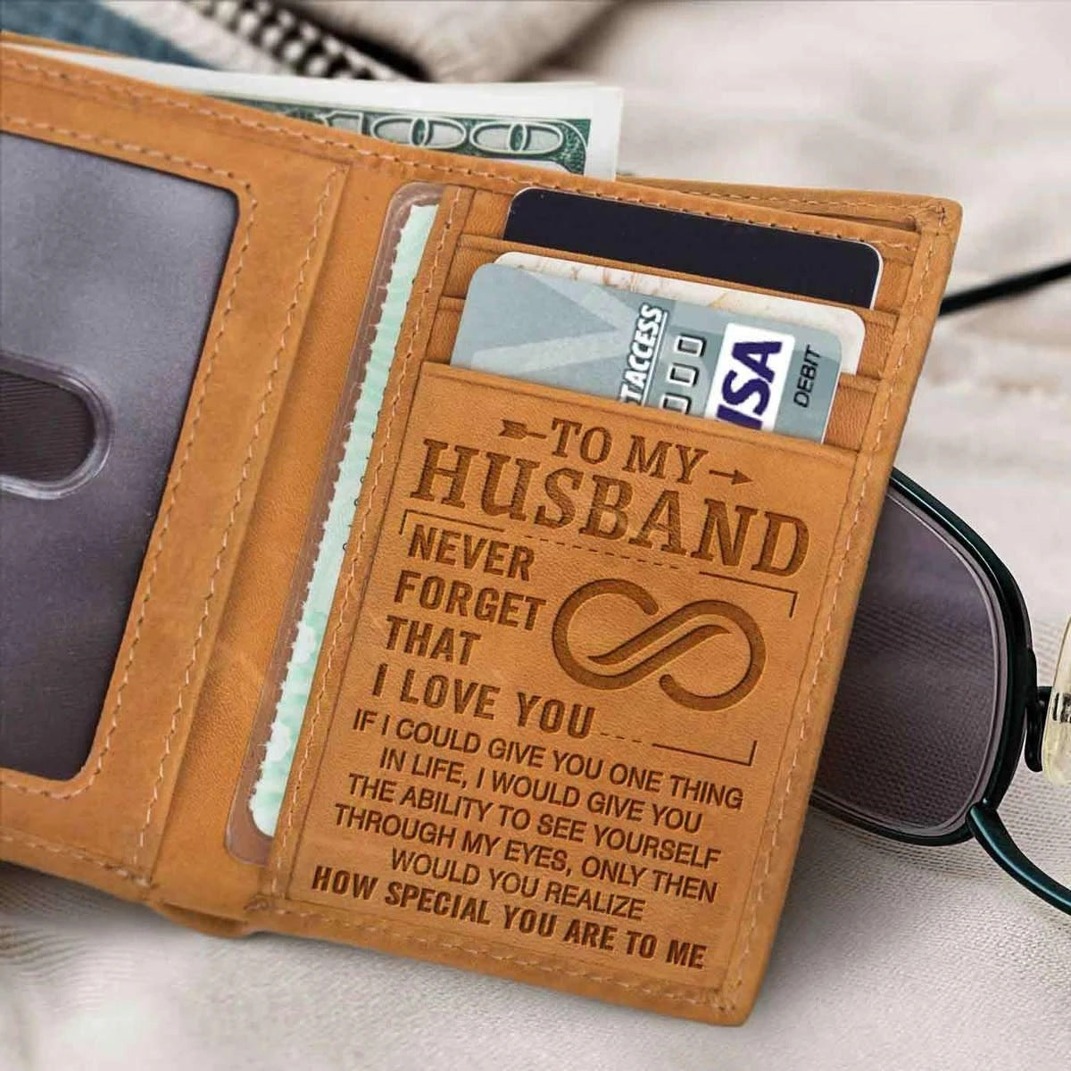 Men's For Husband Three-fold Crazy Horse Leather Men's Wallets