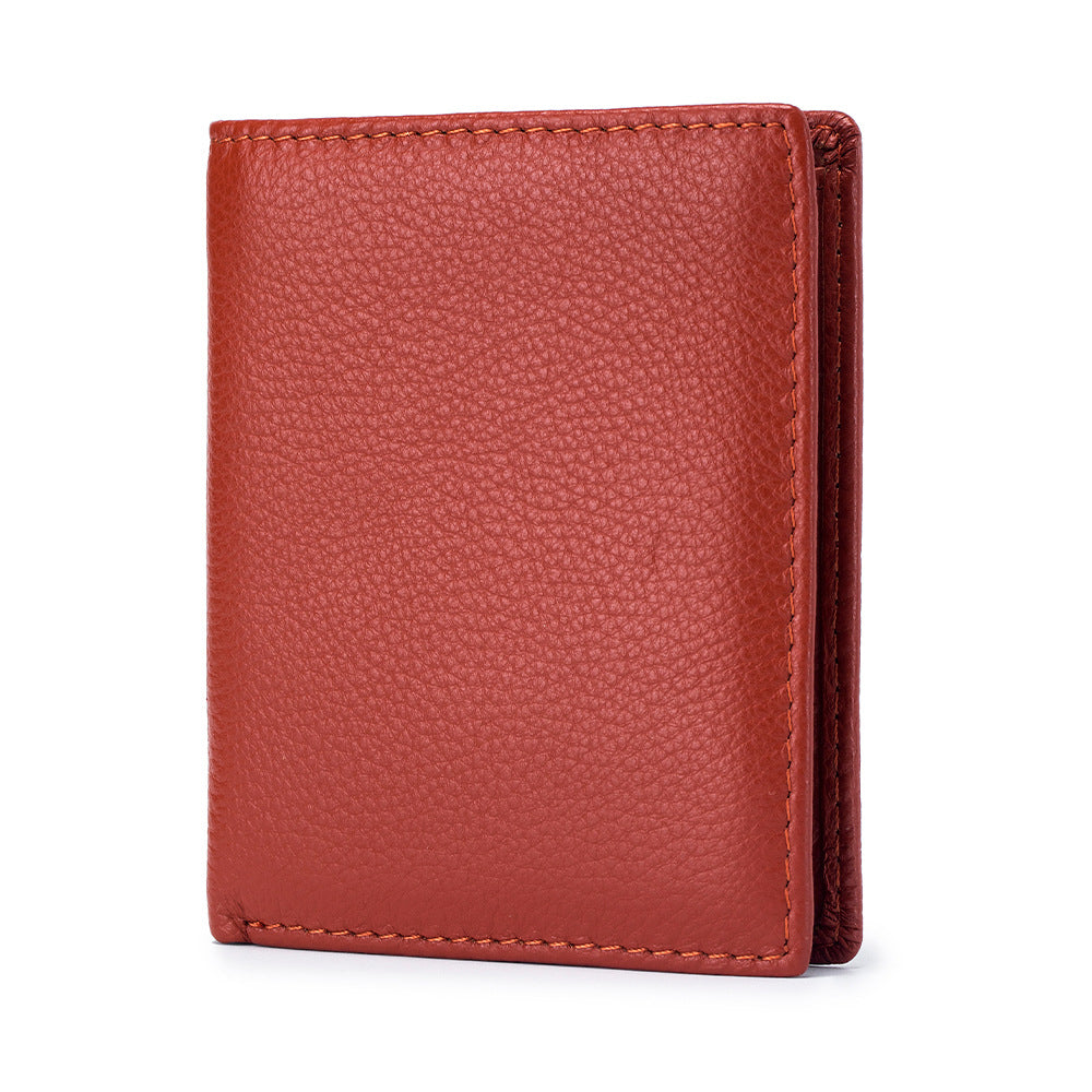 Genuine Leather Short First Layer Cowhide Simple Female Ladies Wallets