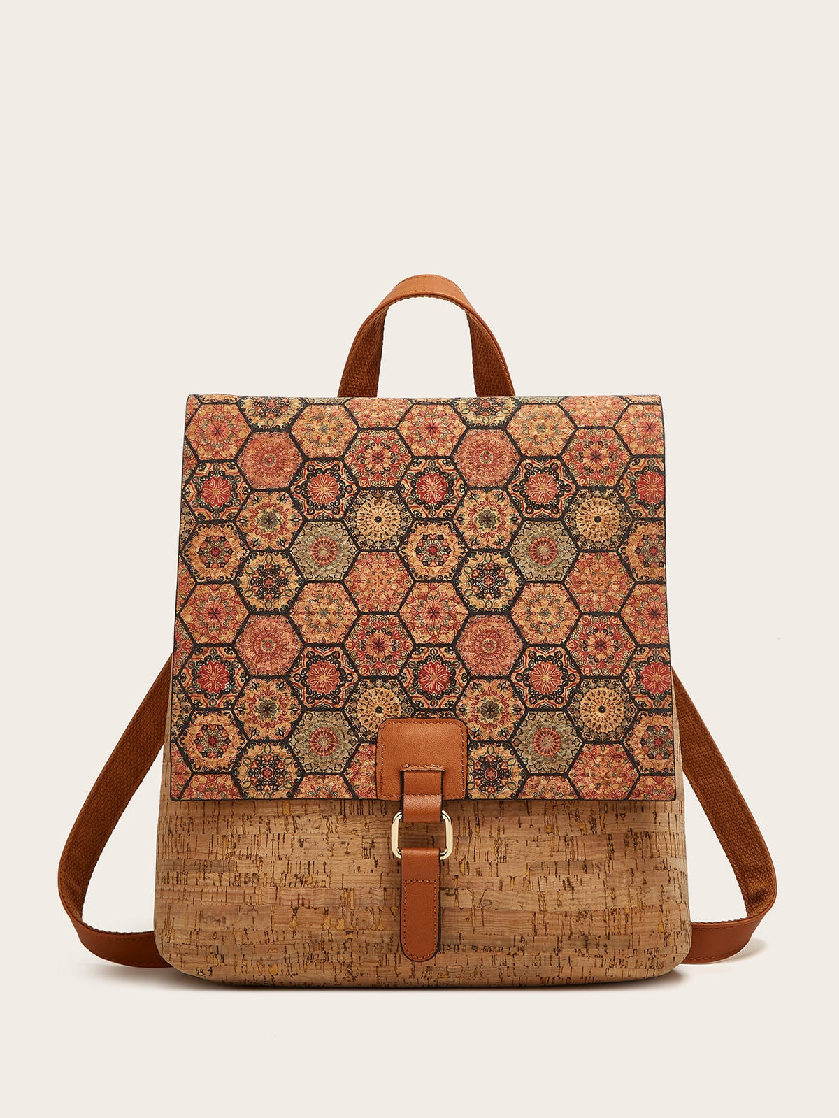 Women's Fashion Vintage Printed Bark Flap Large Backpacks