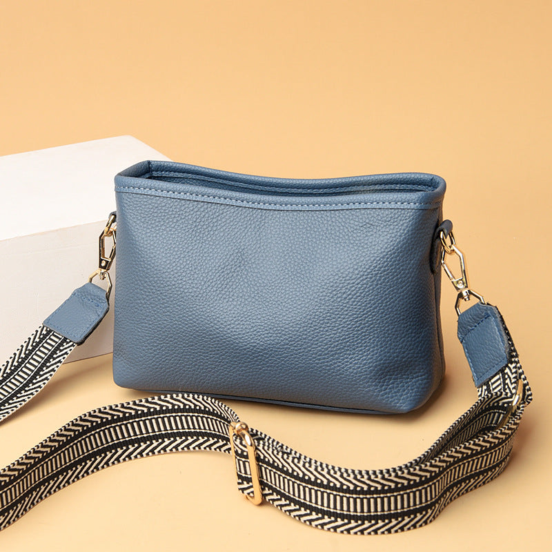 Women's Genuine Leather Wide Strap Closed Toe Layer Handbags
