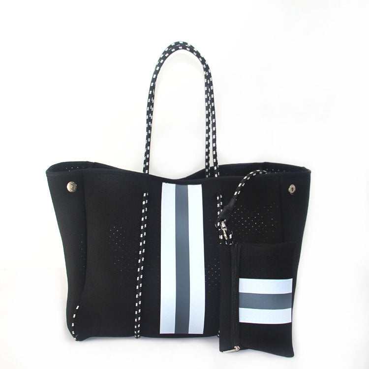 Leopard Print Printed Black Portable Beach Shoulder Bags