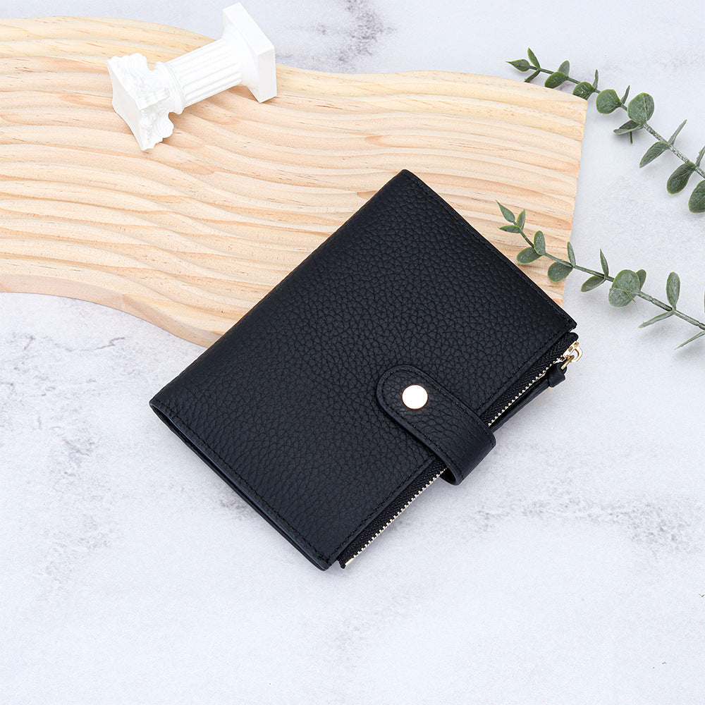 Women's Large Capacity Multiple Slots Short Cattlehide Ladies Wallets