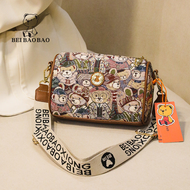 Women's Source Female Canvas Bear Lightweight Crossbody Bags