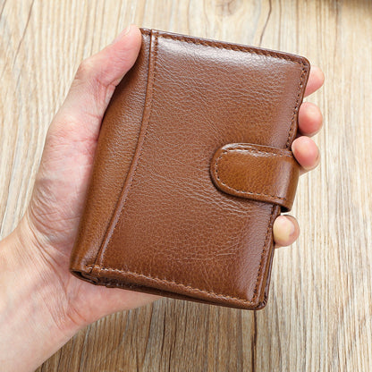 Men's Leather Multifunctional Short Top Layer Cowhide Men's Wallets
