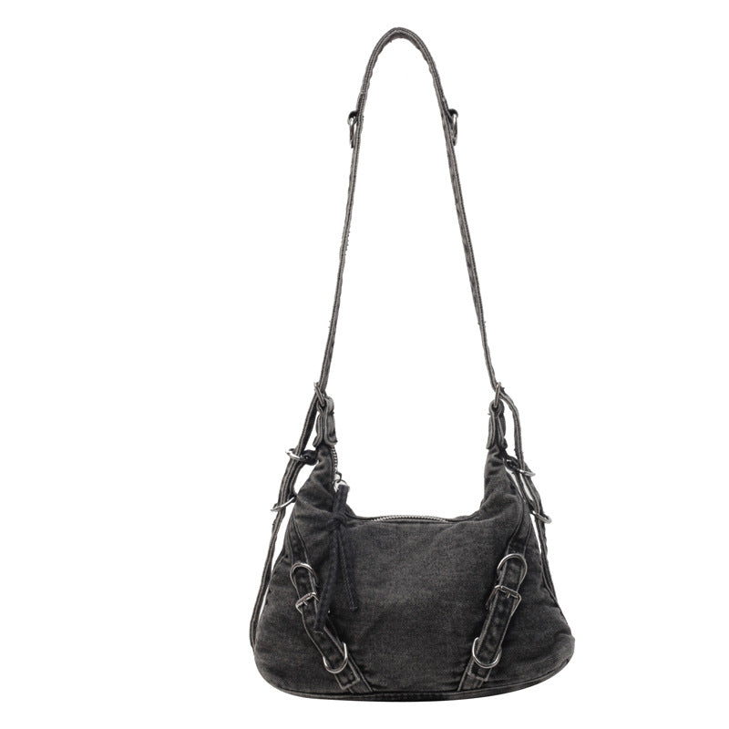 Korean Style Large Capacity Denim Underarm Crossbody Bags