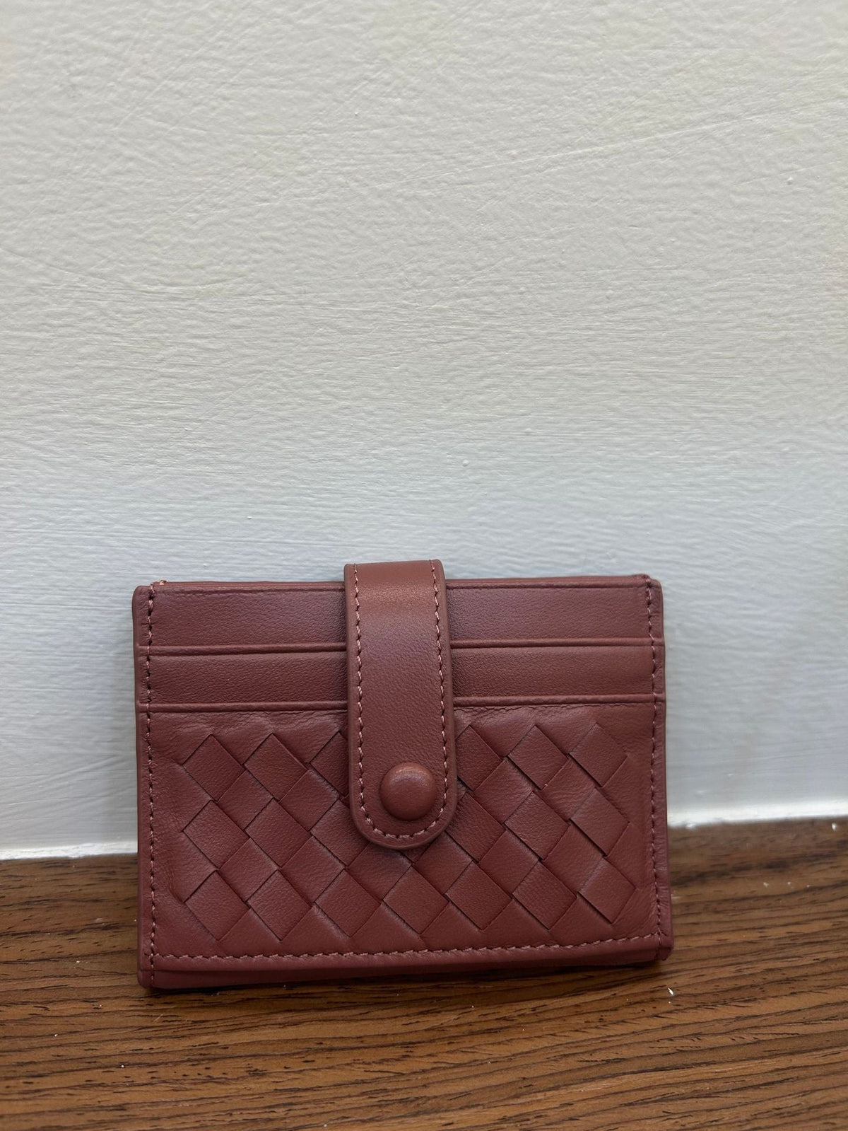 Women's & Men's & Sheepskin Leather Hand-woven Bank Woven Card Holder