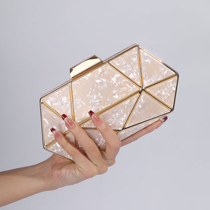 Women's Acrylic Metal Rhombus Elegant Chain Hand Evening Bags