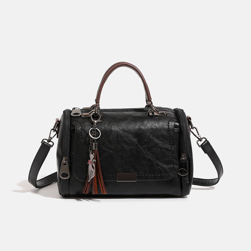 Women's Fashion Soft Leather Boston Pillow Simple Handbags