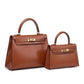 Women's Genuine Leather Shiny Patent Plain Kelly Shoulder Bags
