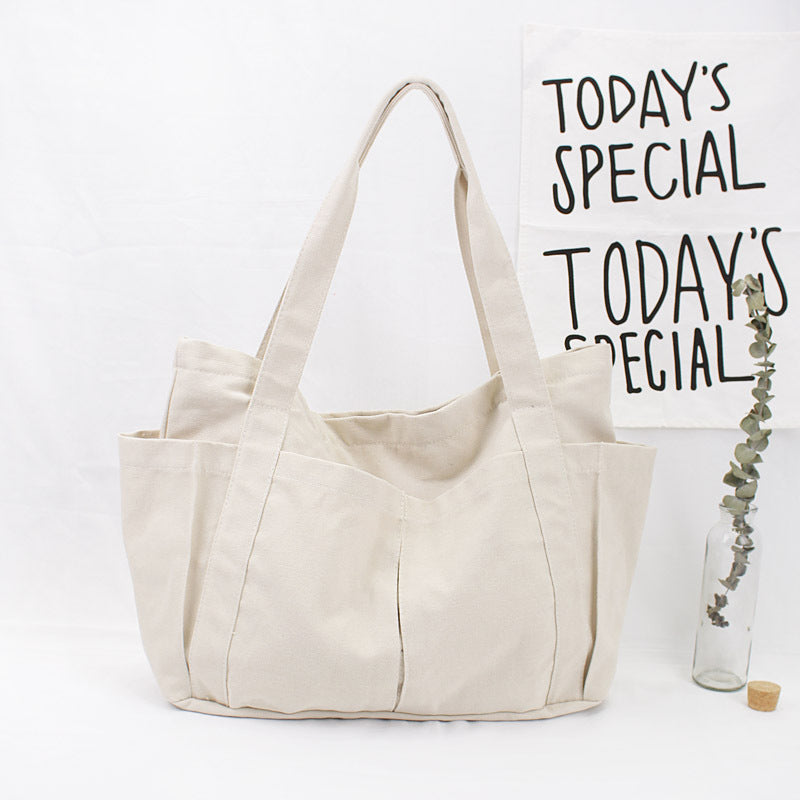 Leisure Artistic Solid Color Canvas Trendy Cloth Simple Fashion Shoulder Bags