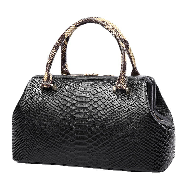 Women's First Layer Leather Hand Holding Pillow Boston Handbags