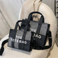 Women's Embroidered Letters Denim Blue Retro Patchwork Crossbody Bags