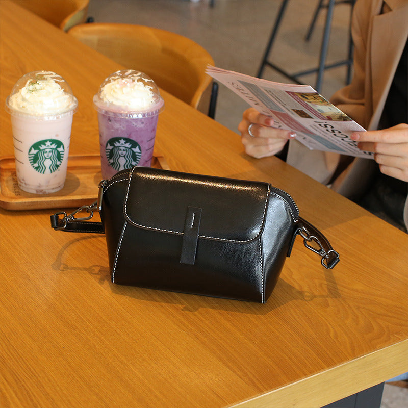Women's Cowhide Fashionable Shell Niche Genuine Crossbody Bags