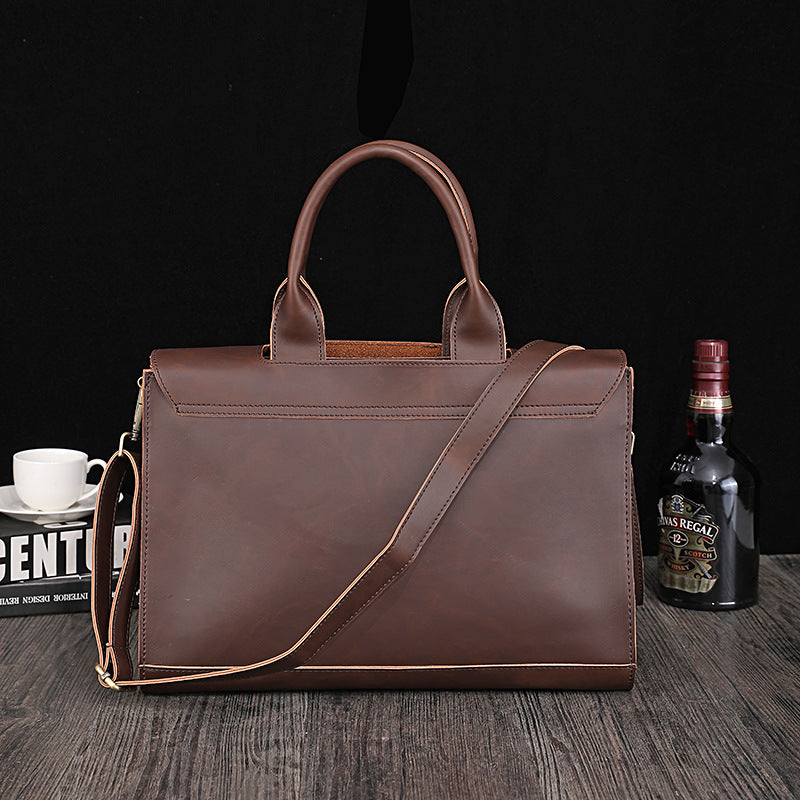 Men's Korean Retro Trendy Crazy Horse Leather Men's Briefcases