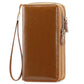Women's Layer Cowhide Double Zip Clutch Trendy Ladies Wallets