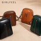Women's Trendy Vintage Oil Wax Cowhide Double Crossbody Bags