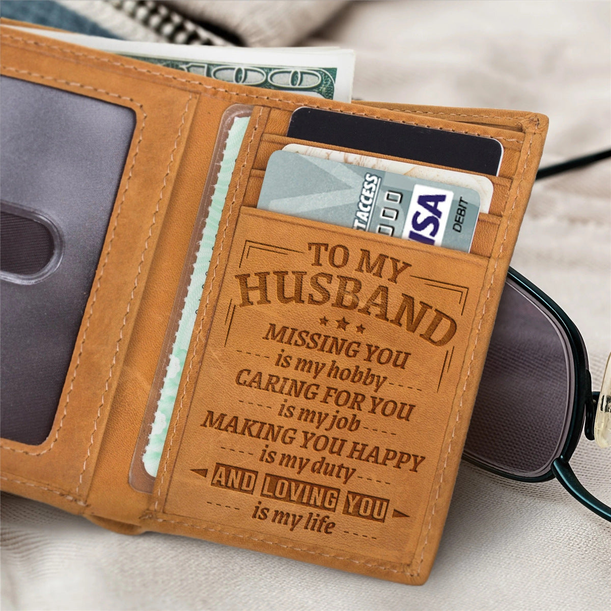 Men's For Husband Three-fold Crazy Horse Leather Men's Wallets