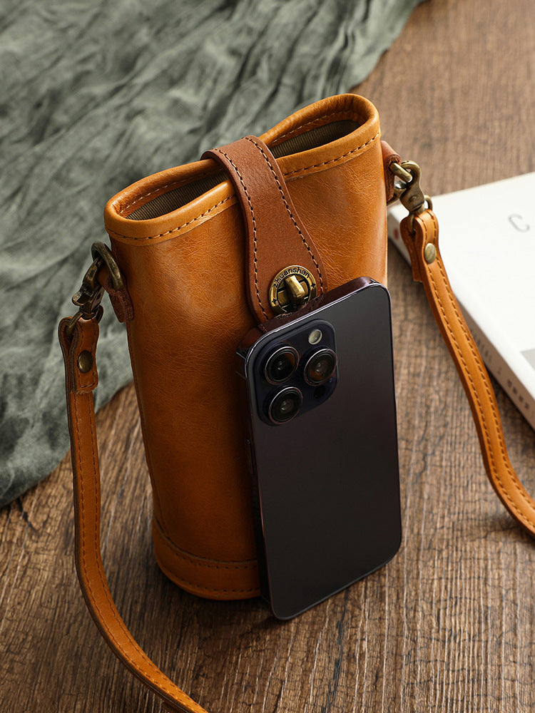 Mobile Exclusive Store Vegetable Tanned Oil Wax Phone Bags