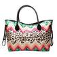 Women's Large Capacity Totes Striped Embossed Flower Shoulder Bags