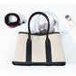 Women's Layer Cowhide Large Capacity Canvas Contrast Color Handbags