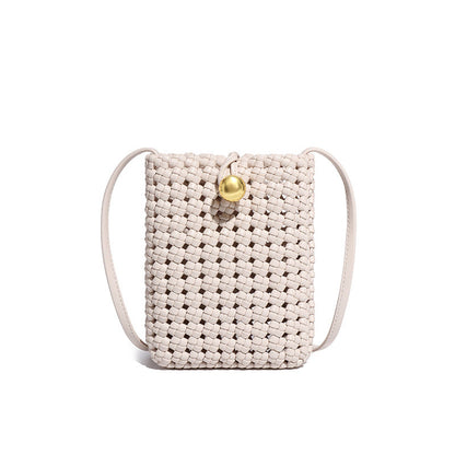 Women's Niche Fashion Hand-woven Hollow Mobile Crossbody Bags