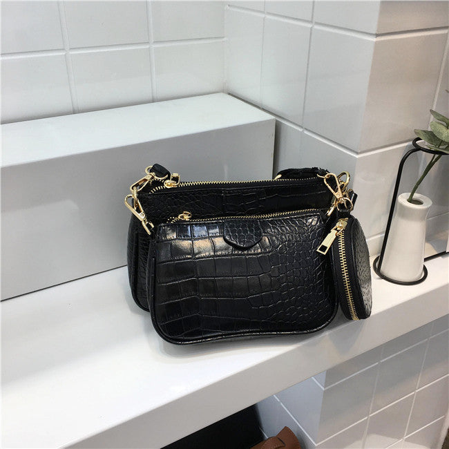 Summer Three-in-one Crocodile Pattern Soft Face Crossbody Bags