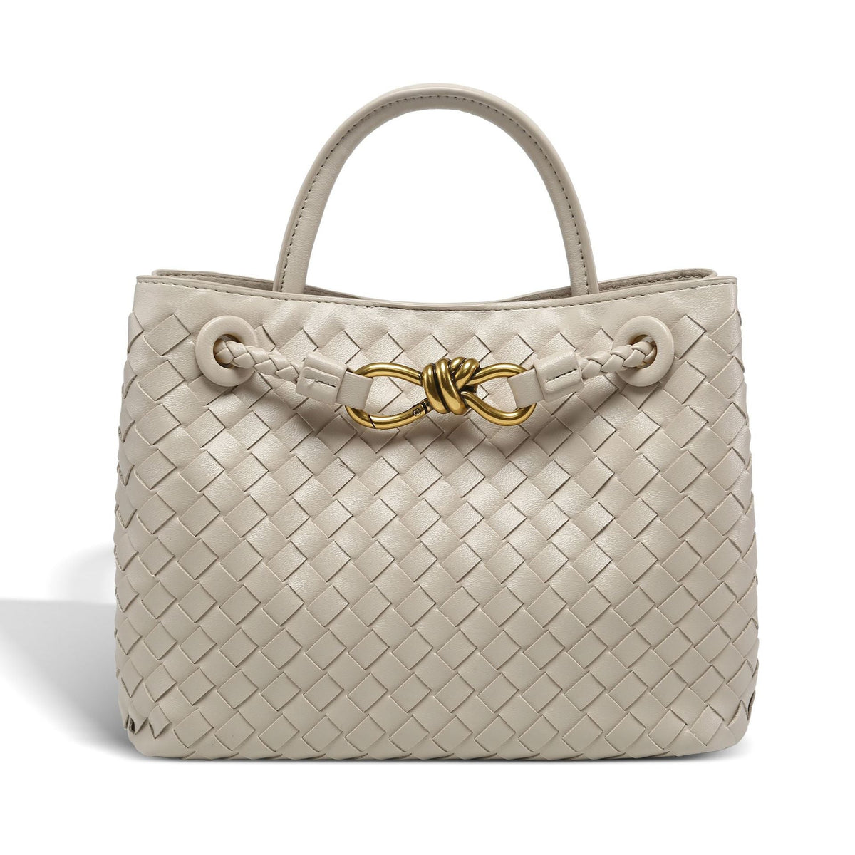 Women's Metal Cord Fastener Woven Portable Large Handbags