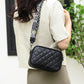 Women's Textured Cowhide Rhombus Wide Strap Leather Crossbody Bags