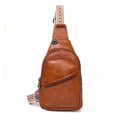 Women's Comfortable Unique Creative Stitching Leather Waist Packs