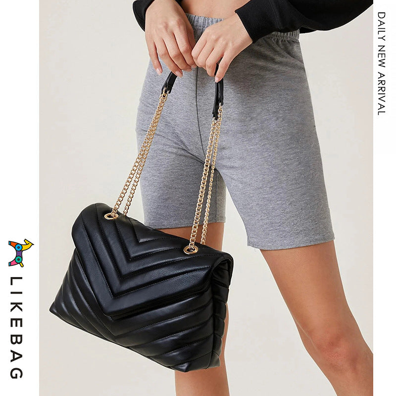 Women's Commuter Soft Metal Chain Embroidered Versatile Crossbody Bags