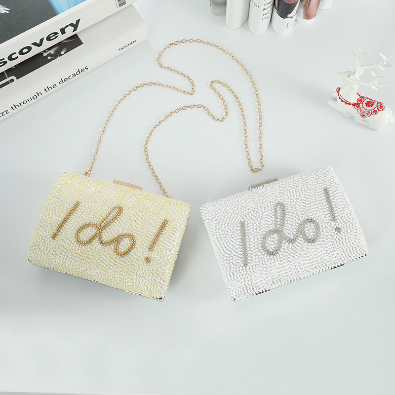 With Lining Drop Beaded Chain Large Evening Bags