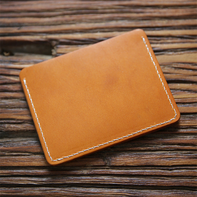 Men's Vegetable First Layer Short Cowhide Vintage Card Holder
