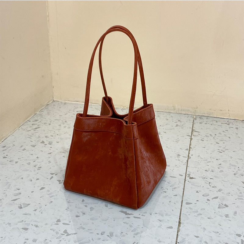 Women's Chinese Style Tip Leather Satin Large Shoulder Bags