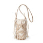 Women's Design Hollow Drawstring Canvas Cylindrical Pouch Crossbody Bags