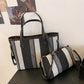 Women's Composite Fashionable Contrast Color Striped Commuter Shoulder Bags