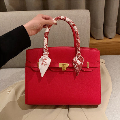 Women's Color Light Luxury Silk Scarf Minimalist Tote Bags